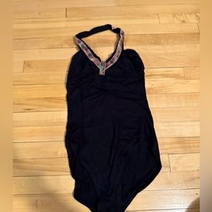 Black and Floral Halter Leotard